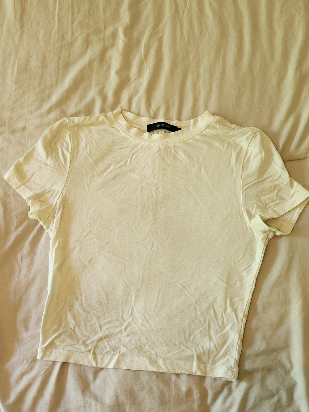 Tecrew White Short Sleeve Crewneck Crop Tee